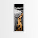 Driftwood Shore, Black and White Art, Coastal Landscape, Framed Canvas Print, Beach House Decor, Minimalist Artwork, Ocean View