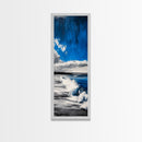 Tranquil Shore, Blue Ocean Art, Coastal Landscape, Framed Canvas Print, Beach House Decor, Minimalist Artwork, Living Room Art