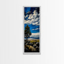 Serene Countryside Scene, Blue Sky Landscape, Peaceful Nature Art, Framed Canvas Print, Minimalist Home Decor, Bedroom Wall Art