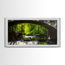 Forest Bridge, Green Nature Art, Canvas Print, Moody Landscape Painting, Rustic Wall Decor, Dark Green Art, Bedroom Wall Art