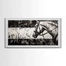 Monochrome Horse, Equestrian Wall Art, Canvas Print, Rustic Black and White Painting, Farmhouse Wall Decor, Western Wall Art