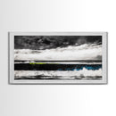 Ocean Wave Painting, Black and White Print, Modern Coastal Wall Decor, Seascape Art, Nautical Home Aesthetic, Framed Canvas Print