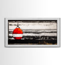Red Buoy, Nautical, Coastal, Framed Canvas Print, Black and White Beach Scene, Ocean Wall Art, Maritime Decor, Fisherman’s House Artwork