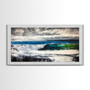 Ocean Waves, Blue and Green, Framed Canvas Print, Beach House Decor, Nautical Wall Art, Large Wall Art, Coastal Living, Modern Seascape