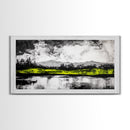 Mountain Reflection, Black and White Art, Minimalist Nature Print, Rustic Home Decor, Modern Landscape Painting, Canvas Print