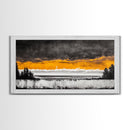 Sunset Over Ocean, Dramatic Sky, Coastal Landscape, Minimalist Wall Art, Beach Home Decor, Framed Canvas Print, Large Statement Art