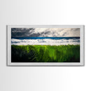 Ocean Waves, Beach Grass, Coastal Landscape, Serene Wall Art, Nature Inspired Home Decor, Framed Canvas Print, Living Room Art