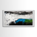 Powerful Wave, Ocean Energy, Coastal Vibes, Modern Abstract, Blue and Green Art, Large Statement, Beach House, Framed Canvas Print