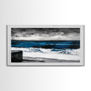 Ocean Waves, Moody, Blue, Coastal, Framed Canvas Print, Seascape Painting, Beach House Decor, Nautical Wall Art, Large Wall Art