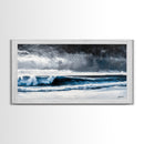 Stormy Ocean, Dramatic Seascape, Blue Waves, Coastal Decor, Moody Beach Art, Modern Wall Decor, Large Statement, Framed Canvas Print