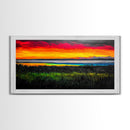 Colorful Sunset, Ocean Horizon, Bright Abstract, Vibrant Beach Art, Contemporary Landscape, Statement Piece, Canvas Print