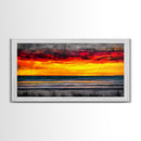 Sunset Beach, Ocean Art, Coastal Landscape, Modern Canvas Print, Boho Wall Art, Vibrant Seascape, Living Room Decor, Bold Art