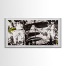 Monochrome Face Art, Edgy Black White Painting, Street Art Print, Urban Loft Decor, Framed Canvas Print, Unique Statement Piece