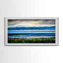 Ocean Horizon, Blue Sky, Coastal, Minimalist, Framed Canvas Print, Seascape Painting, Modern Wall Art, Living Room Decor, Tranquil Scene