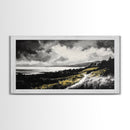 Golden Field, Pathway Landscape, Black and White Art, Moody Sky, Scenic Wall Decor, Office Wall Art, Canvas Print, Minimalist Nature