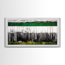 Rustic Fence, Green Landscape, Modern Country Art, Black and White with Color, Nature Inspired, Farmhouse Decor, Serene View, Canvas Print