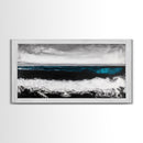 Ocean Horizon, Moody Seascape, Black and White Waves, Framed Canvas Print, Modern Coastal Wall Art, Beach House Decor, Minimalist Art