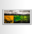 Abstract Landscape, Minimalist Art, Modern Wall Decor, Framed Canvas Print, Green and Gold Wall Art, Contemporary Home Decor