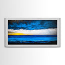 Ocean Waves, Deep Blue, Stormy Sky, Coastal Painting, Modern Seascape, Framed Canvas Print, Beach House Decor, Minimalist Wall Art