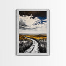 Pathway, Open Fields, Framed Canvas Print, Rustic Landscape, Countryside Decor, Farmhouse Wall Art, Neutral Tones, Home Gift Idea