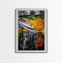 Vibrant Trout, Fishing Art, Rustic Wall Decor, Wildlife Art, Cabin Wall Art, Fisherman Gift, Framed Canvas Print, Nature Inspired Home