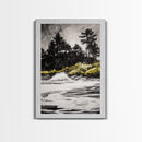 Forest Edge, Beach Shore, Dramatic Sky, Black and White Wall Art, Modern Minimalist Decor, Living Room Art, Canvas Print, Nature Inspired