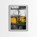 Industrial Texture, Abstract Modern Art, Yellow Green Minimalist, Contemporary Home Decor, Statement Wall, Framed Canvas Print, Gift Idea