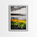 Golden Meadow, Wild Grasses, Tranquil Beach, Framed Canvas Print, Nature Wall Art, Fall Decor, Minimalist Landscape