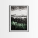 Misty Mountains, Moody Wall Art, Rustic Home Decor, Cabin Wall Art, Neutral Aesthetic, Black and White, Framed Canvas Print