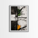 Greenery Abstract Painting, Textured Black White Art, Canvas Print, Minimalist Wall Art, Living Room Decor, Modern Home Accent