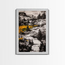 Mountain Path, Black and White Landscape, Dramatic Nature Painting, Wilderness Wall Art, Framed Canvas Print, Rustic Lodge or Office Decor