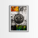 Military Emblem, Abstract, Grunge Art, Symbolic Print, Framed Canvas Print, Office Wall Decor, Patriotic Art, Industrial Style