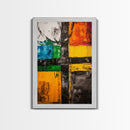 Industrial Abstract, Geometric Art, Bold Black and Yellow, Modern Wall Decor, Office Art, Contemporary Painting, Framed Canvas Print