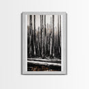 Forest Landscape, Black and White Tree Art, Moody Woodland Scene, Rustic Nature Wall Decor, Cabin Home Artwork, Framed Canvas Print