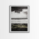 Stormy Beach, Coastal Wall Art, Black White Ocean, Framed Canvas Print, Dramatic Seascape, Nautical Home Decor, Modern Minimalist