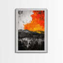 Fiery Abstract, Bold Modern Art, Framed Canvas Print, Contemporary Wall Art, Orange and Black Decor, Living Room Art, Statement Piece