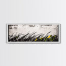Grassy Field Painting, Minimalist Art, Nature Inspired, Modern Wall Decor, Black and White Art, Framed Canvas Print, Office Wall Art