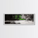 Misty Forest, River Landscape, Green Nature, Framed Canvas Print, Large Wall Art, Nature Wall Decor, Living Room Art, Modern Art