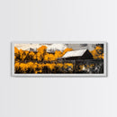 Rustic Cabin, Autumn Mountain Art, Western Wall Decor, Farmhouse Art, Fall Home Decor, Framed Canvas Print, Living Room Wall Art