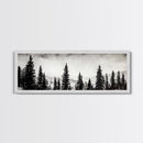 Foggy Pines, Black and White Nature Art, Minimalist Forest Print, Modern Wall Decor, Living Room Wall Art, Framed Canvas Print, Rustic Home Decor