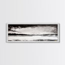 Snowy Lake Scene, Minimalist Landscape, Framed Canvas Print, Winter Wall Art, Serene Home Decor, Modern Office Art, Monochrome Nature Painting