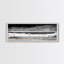 Ocean Waves Painting, Black and White Seascape, Coastal Wall Art, Nautical Beach Decor, Modern Minimalist Style, Framed Canvas Print