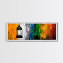 Lantern Abstract Art, Colorful Rustic Decor, Modern Cabin Wall Art, Bright Festival Painting, Bohemian Aesthetic, Framed Canvas Print
