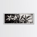 Monochrome Floral, Black and White Flowers, Botanical Wall Art, Minimalist Decor, Framed Canvas Print, Bedroom Art, Modern Aesthetic, Elegant Art
