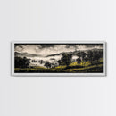 Rolling Hills, Misty Landscape, Moody Mountain Art, Nature Inspired Decor, Framed Canvas Print, Living Room Wall Art, Dramatic Foggy Scene