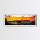 Fiery Peaks, Mountain Sunset, Landscape Painting, Framed Canvas Print, Rustic Home Art, Living Room Decor, Bold Wall Art