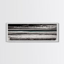 Ocean Bench, Beach Serenity, Black and White Seascape, Minimalist Art, Framed Canvas Print, Calm Coastal, Meditation Space