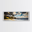 Beach Escape, Cliffside Home, Coastal Scene, Canvas Print, Ocean Landscape, Beach House Art, Nautical Decor, Living Room Artwork