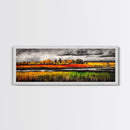 Fall Fields, Autumn Trees, Golden Landscape, Countryside Art, Framed Canvas Print, Farmhouse Wall Art, Rustic Home Decor, Harvest Scene