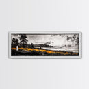 Mountain View, Misty Landscape, Rustic Wall Art, Black and White Print, Nature Inspired Art, Bedroom Decor, Framed Canvas Print, Gift